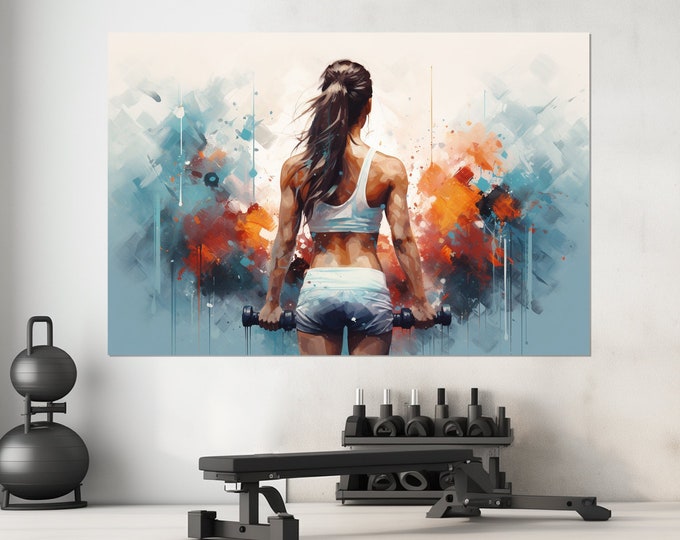 Women Workout Motivation Canvas Print, Fitness Inspiration Wall Art, Gym Wall Decor, Fitness Painting, Framed and Ready to Hang