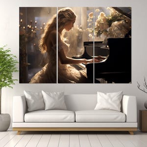 Beautiful Pianist Girl Canvas Print, Piano Wall Art, Musician Gift, Pianist Gift, Framed and Ready to Hang image 4