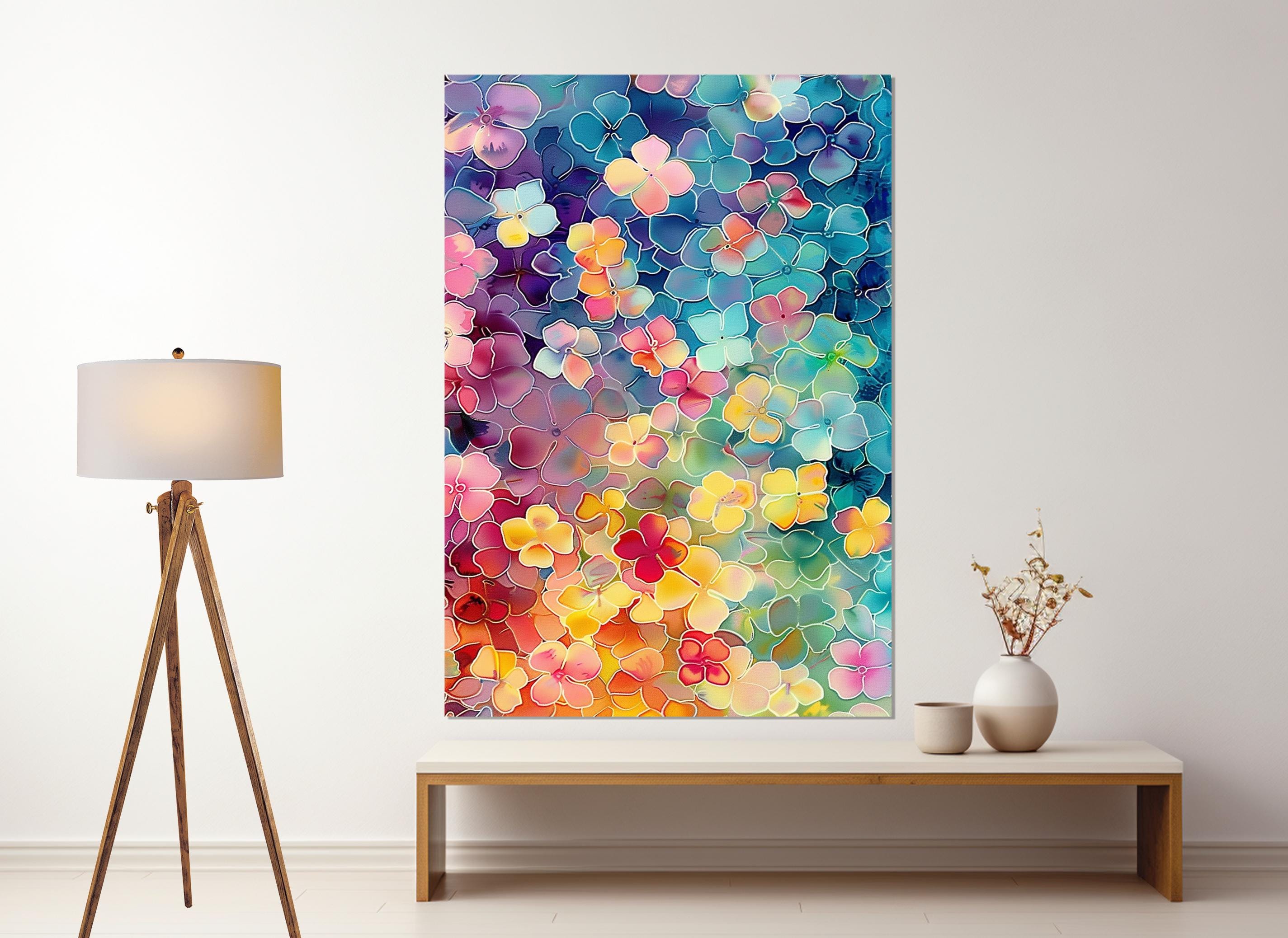 Abstract Colorful Flowers Painting Canvas Print, Floral Wall Art ...