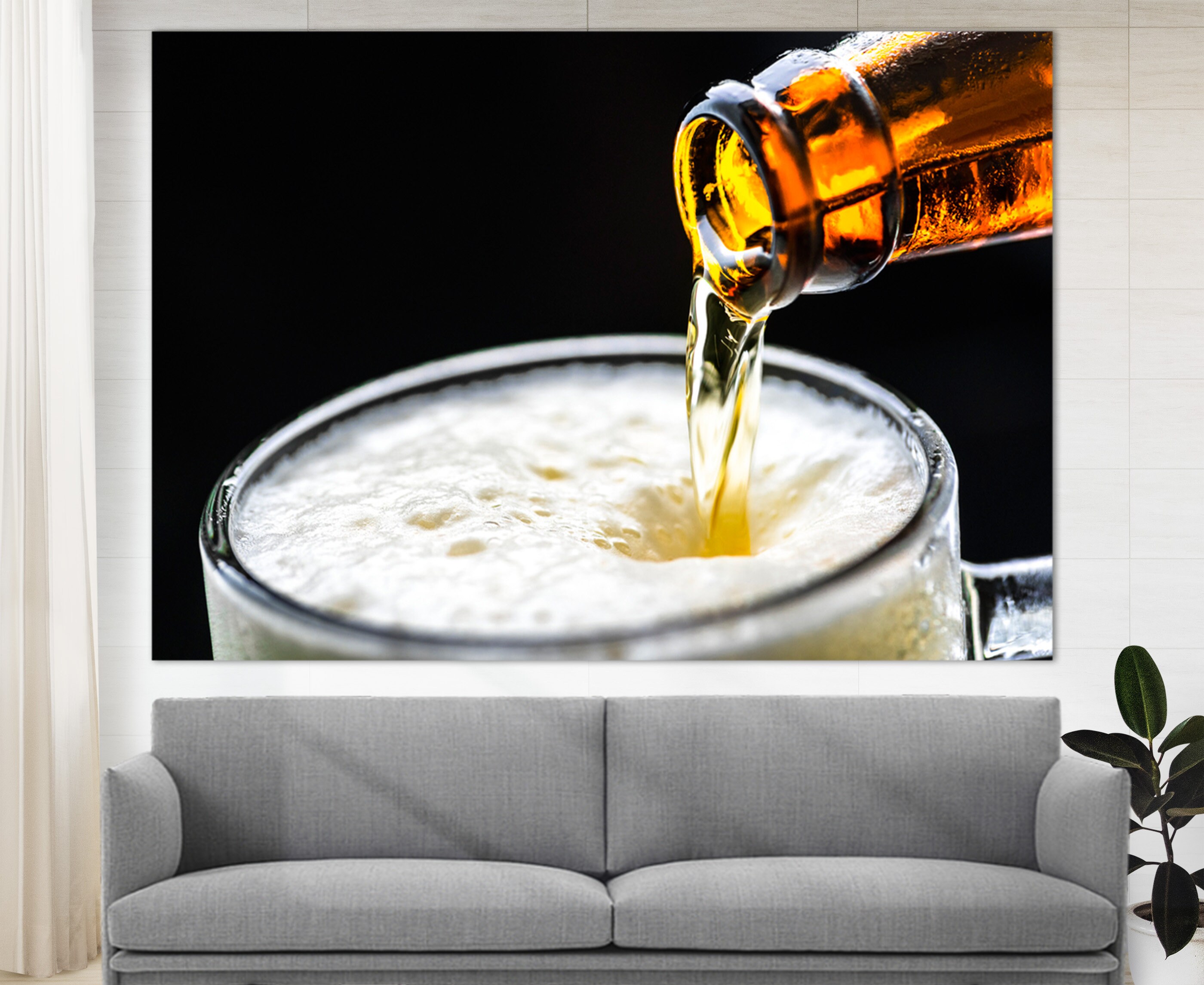 Beer Canvas Art Bar Wall Decor Beer Print Kitchen Wall Etsy