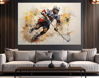 Lacrosse Wall Art, Abstract Lacrosse Canvas Print, Lacrosse Player Gift, Lacrosse Painting, Lacrosse Poster, Framed and Ready to Hang