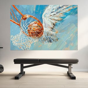 Abstract Basketball Painting, Basketball Canvas Print, Basketball Wall Art, Basketball Gifts, Framed and Ready to Hang