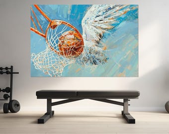 Abstract Basketball Painting, Basketball Canvas Print, Basketball Wall Art, Basketball Gifts, Framed and Ready to Hang