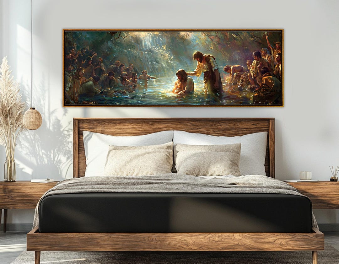 The Baptism of Jesus Canvas Print, Jesus and John the Baptist in Jordan ...