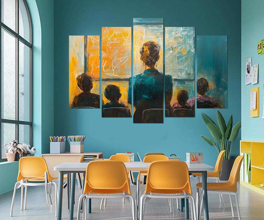 Abstract Teacher Painting Canvas Print, School Wall Art, Teacher's Room ...