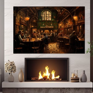 Vintage Irish Pub Abstract Canvas Print, Irish Pub Painting, Irish Wall Art, Retro Pub Poster, Irish Gift, Retro Irish Pub Poster