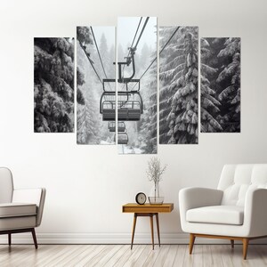 Ai Generative Snow Mountain Ski Gondola Cable Car Stock Illustration