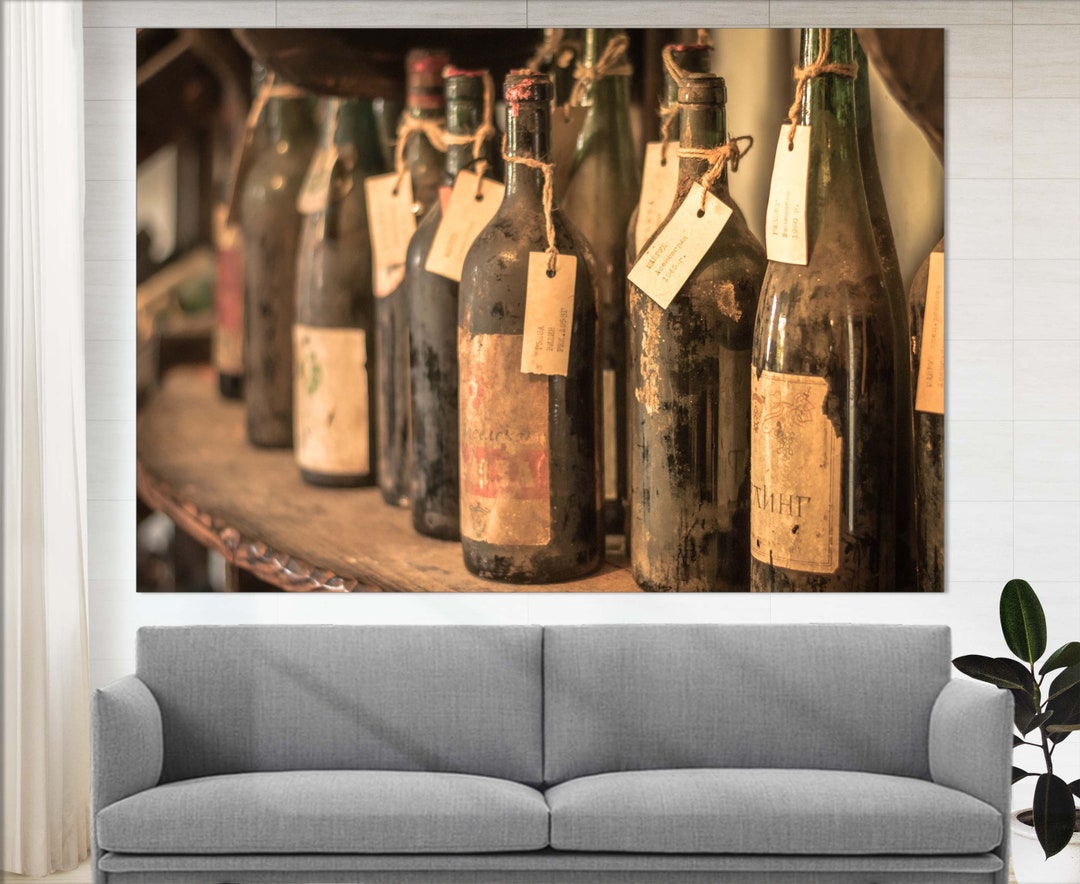Vintage Wine Wall Art, Wine Canvas Print, Restaurant Decor, Winery Wall