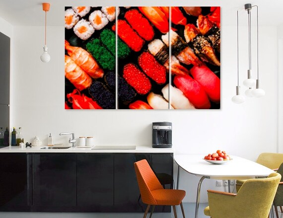 Sushi Canvas Print Japanese Restaurant Decor Kitchen Wall Art Etsy