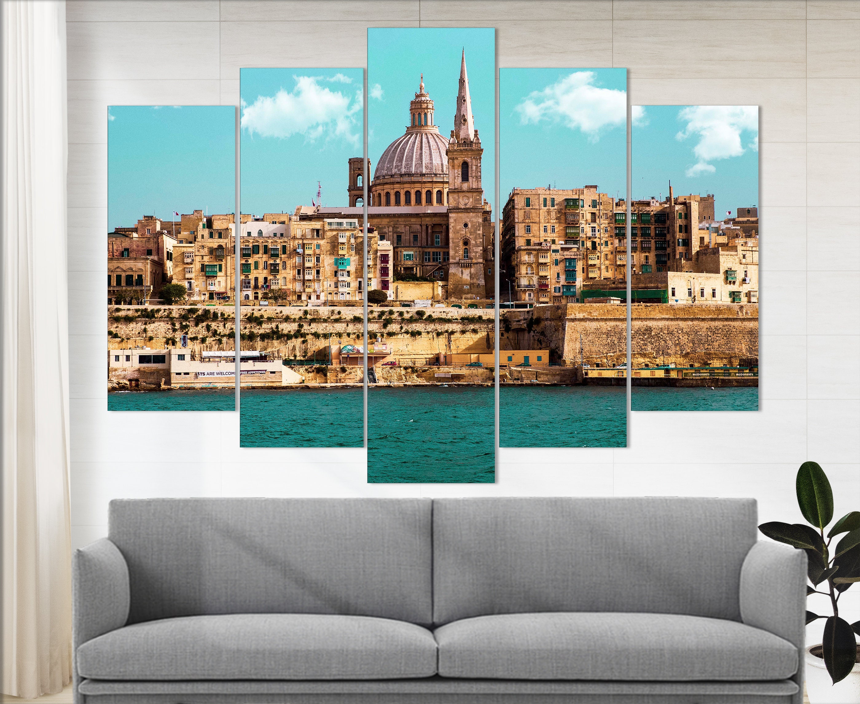Malta Wall Art Valletta Skyline Malta Canvas Art Valletta Etsy