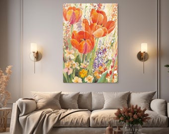 静物油絵。チューリップの花瓶の絵。絵画アート。 - Etsy 日本