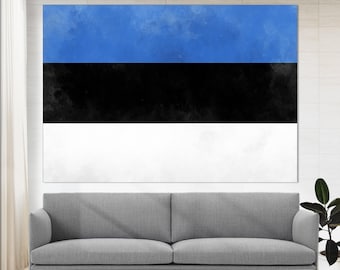 Estonia Flag Canvas Print, Estonia Wall Art, Flag of Estonia Print, Framed and Ready to Hang
