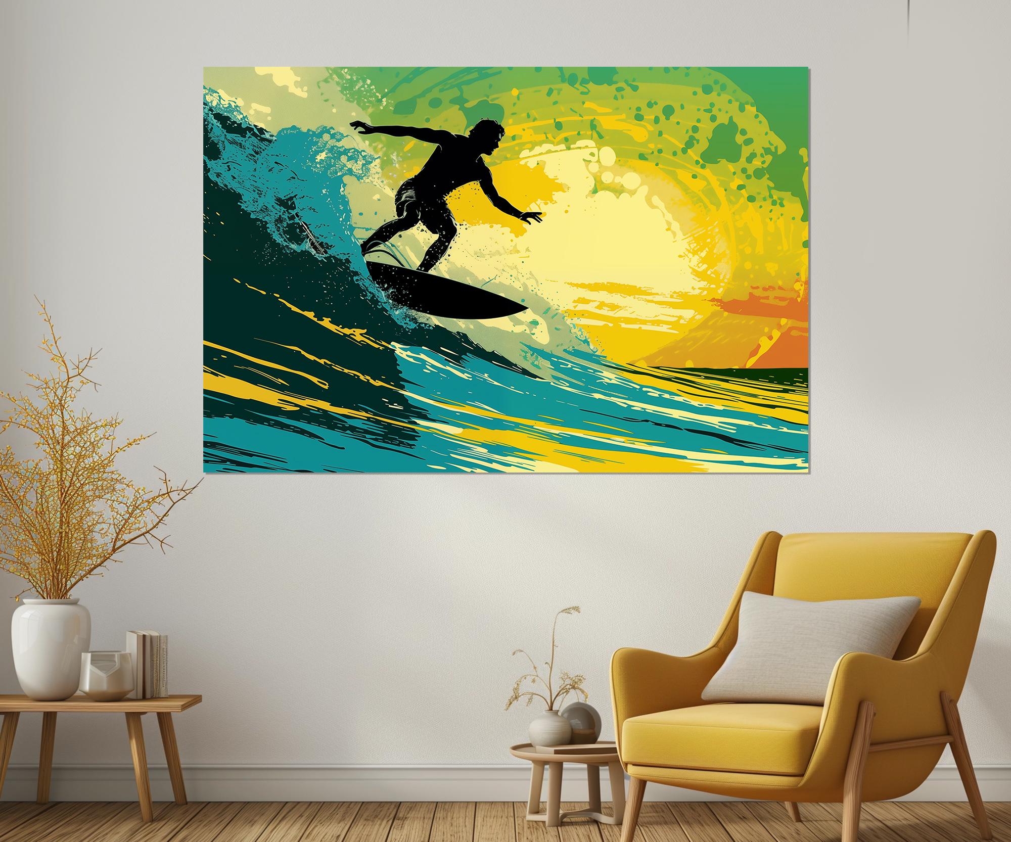 サーフィンウォールアート、ポップアートサーフィンキャンバスプリント