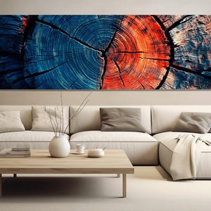 Colorful Wood Texture Minimalist Canvas PRINT, Tree Cut Wall Art, Wood in Interior, Bedroom Wall Decor, Framed & Ready to Hang