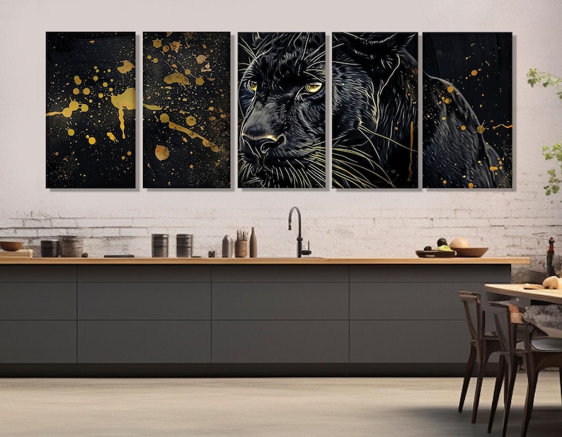 Abstract Panther Painting Canvas Print, Scenic Panther Poster, Panther ...