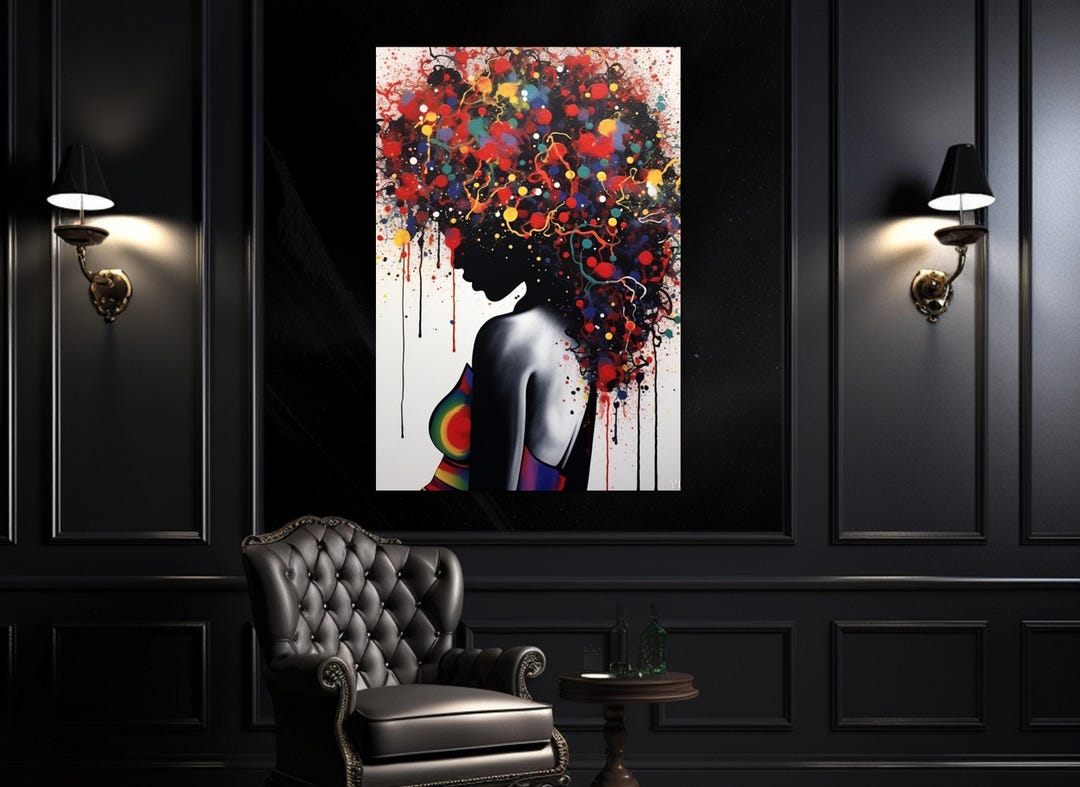 抽象的なアフリカの女性のシルエットの絵画キャンバスプリント