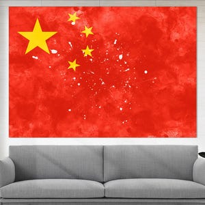 China Flag Canvas Print, China  Wall Art, Flag of China Print, Framed and Ready to Hang