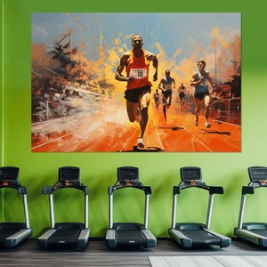 Arte de parede para corrida, impressão em tela para corrida, decoração de parede para academia, presente para corredor, pôster motivacional para corrida, pintura para corrida, emoldurada e pronta para pendurar