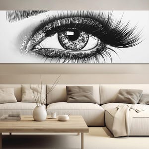 Fashion Wall Art, Woman Eye Canvas Print, Makeup Wall Art, Eye Painting, Makeup Studio Decor, Beauty Wall Art, Framed and Ready to Hang