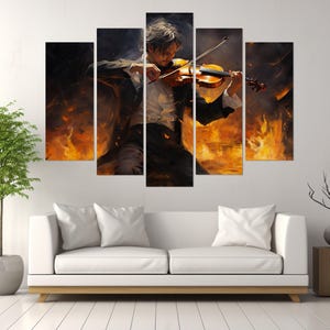 Impresión en lienzo de violinista abstracto, arte mural de violín, regalo de músico, regalo de violinista, enmarcado y listo para colgar imagen 4