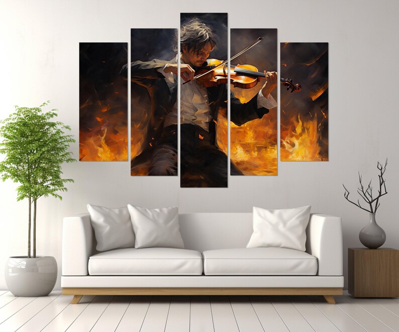 Impresión en lienzo de violinista abstracto, arte mural de violín, regalo de músico, regalo de violinista, enmarcado y listo para colgar imagen 4