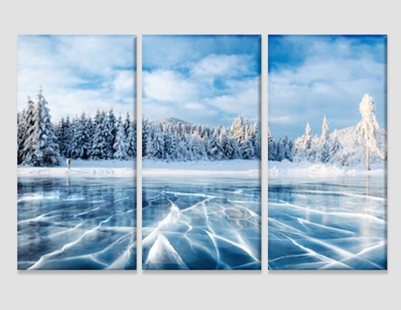 3 Panel Total Size 120x80cm ABSTRACT ART CANVAS DIGITAL FROZEN Blue