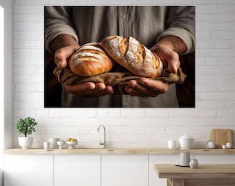 Bread Canvas Print, Bakery Wall Art, Kitchen Wall Decor, Baker Gift, Framed and Ready to Hang