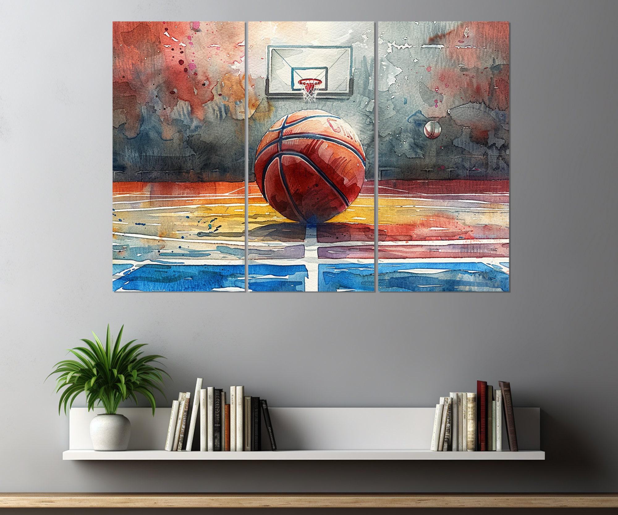 Basketball Painting, Basketball Court Canvas Print, Basketball Wall Art,  Basketball Fan Gift, Framed and Ready to Hang - Etsy, image size:2000x1666