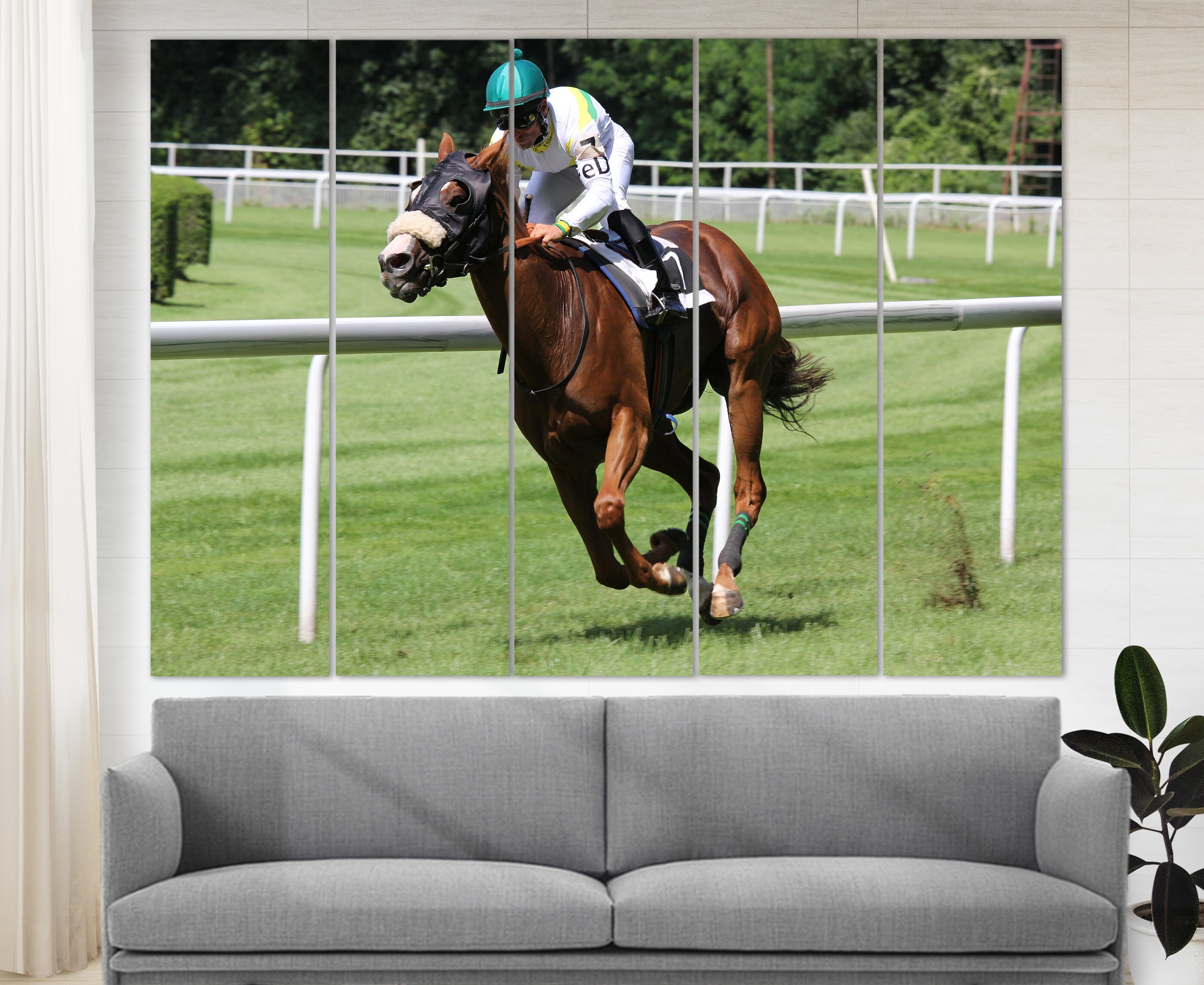 Horse Racing Canvas Print Horse Racing Wall Art Horse Sports Etsy