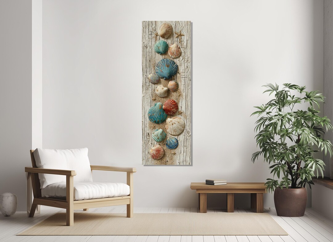 Rustic Beach Wall Art, Seashells Canvas Print, Coastal Wall Decor ...
