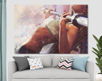 Women Fitness Abstract Canvas Painting, Girls Workout Wall Art, Workout Inspiration Canvas Print, Fitness Wall Art, Sport Gift For Her