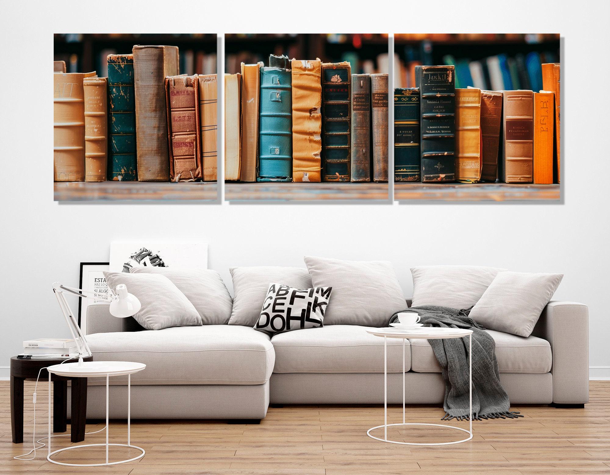 Shelf With Old Books Canvas Print, Library Wall Art, Abstract Bookshelf ...