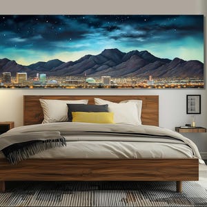 Impressão em tela abstrata de El Paso, arte de parede de El Paso, grande horizonte de El Paso, pôster de El Paso, pintura de El Paso, emoldurado e pronto para pendurar