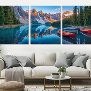 Banff National Park Panorama Canvas Print, Moraine Lake Wall Art, Moraine Lake Canvas, Banff Painting, Banff Poster, Framed & Ready to Hang