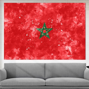 Morocco Flag Canvas Print, Morocco Wall Art, Flag of Morocco Print, Framed and Ready to Hang