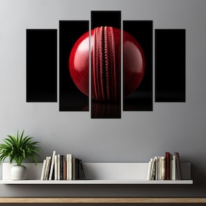 Cricket Wall Art, Cricket Ball Canvas Print, Cricket Player Gift, Cricket Club Decor, Abstract Cricket Poster, Framed and Ready to Hang