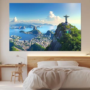 Rio De Janeiro Canvas Print, Large Rio De Janeiro Skyline, Brazil, Christ the Redeemer, Rio Wall Art, Rio Poster, Framed and Ready to Hang image 8