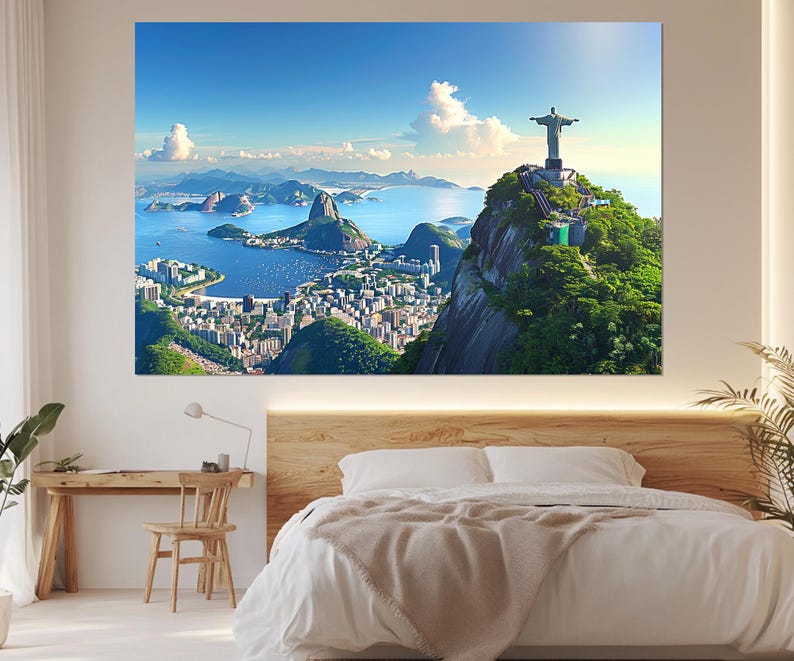 Rio De Janeiro Canvas Print, Large Rio De Janeiro Skyline, Brazil, Christ the Redeemer, Rio Wall Art, Rio Poster, Framed and Ready to Hang image 8