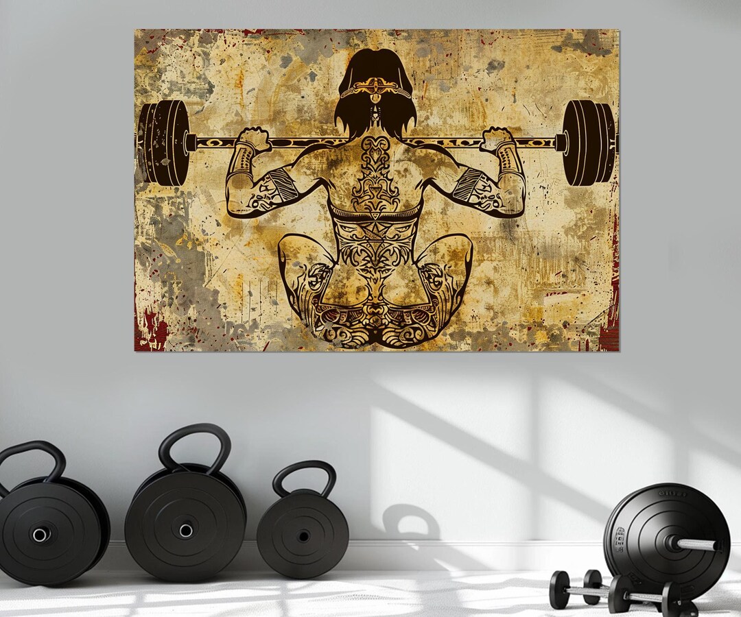 Abstract Woman Workout Wall Art, Ancient Fitness Canvas Print, Fitness ...