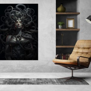 Medusa Painting, Medusa Gorgon Canvas Print, Mythology Canvas Art, Framed and Ready to Hang