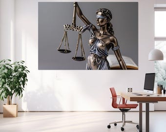 Femida Canvas Print, Gift for Lawyer, Attorney Gift, Lady Justice Wall Art, Judge Office Wall Decor, Law Wall Art, Framed and Ready to Hang