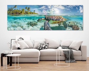 Underwater Life Wall Art, Sea Turtle Canvas Print, Turtles Wall Art, Sea Life Canvas Art, Sea Turtle Poster, Framed and Ready to Hang