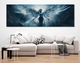 Abstract Angel Painting Canvas Print, Angel Poster, Angels Wall Art, Framed and Ready to Hang