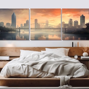 Misty Jacksonville Sunset Canvas Print, Jacksonville Painting, Abstract Jacksonville Wall Art, Jacksonville Poster, Framed and Ready to Hang