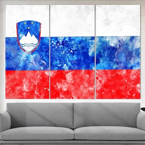 Slovenia Flag Canvas Print, Slovenia Wall Art, Flag of Slovenia Print