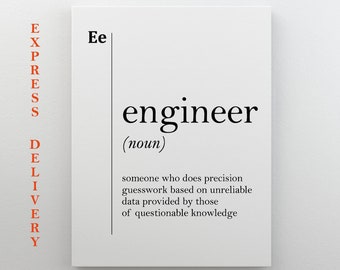 Engineer Canvas Art Engineer Definition Print Engineer Gift for Coworker New Job Office Decor Profession Engineer Wall Art Dictionary Art