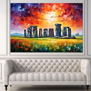 Stonehenge Painting Canvas Print, Wiltshire Canvas Art, Stonehenge Wall Art, Framed and Ready to Hang