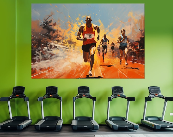 Running Wall Art, Running Canvas Print, Gym Wall Decor, Runner Gift, Running Motivation Poster, Running Painting, Framed and Ready to Hang