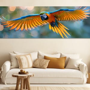 Large Macaw Parrot Canvas Print, Parrots Wall Art, Parrot Canvas Art, Parrot Painting, Framed and Ready to Hang