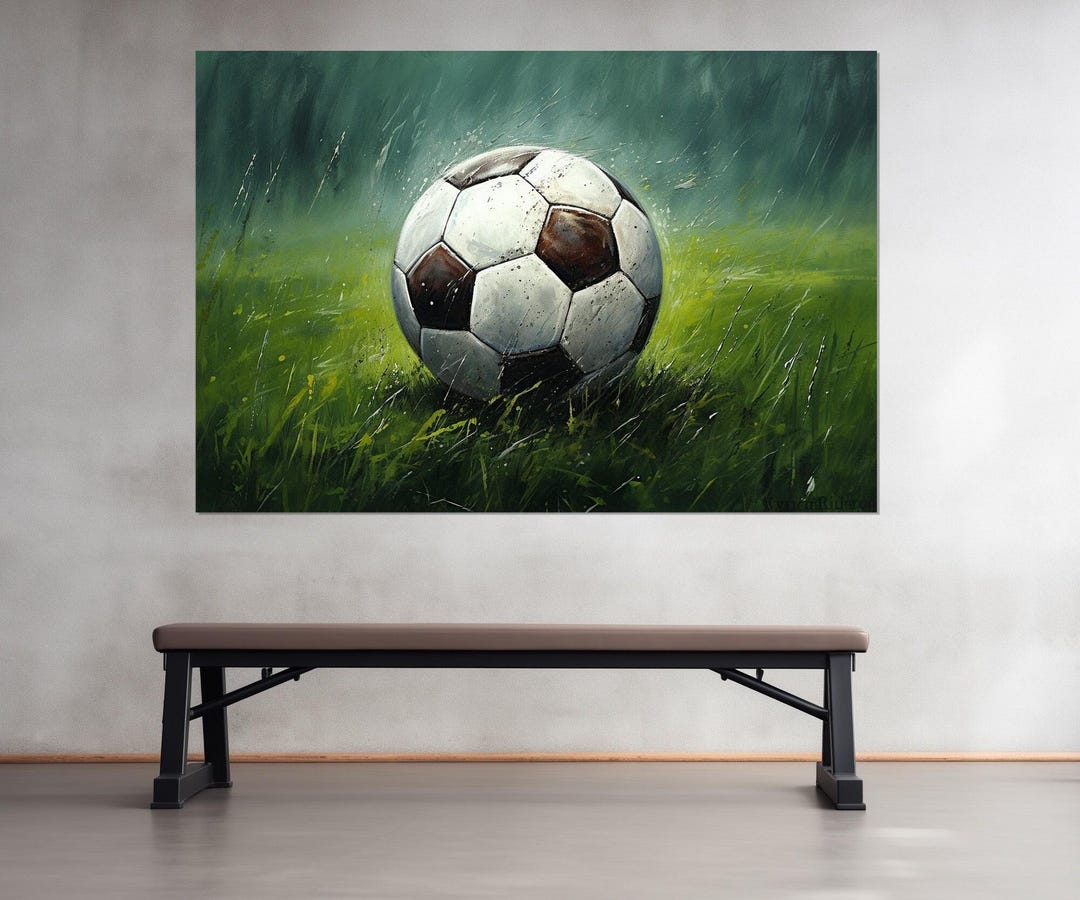 Soccer Ball Canvas Print, Abstract Soccer Painting, Game Room Decor ...